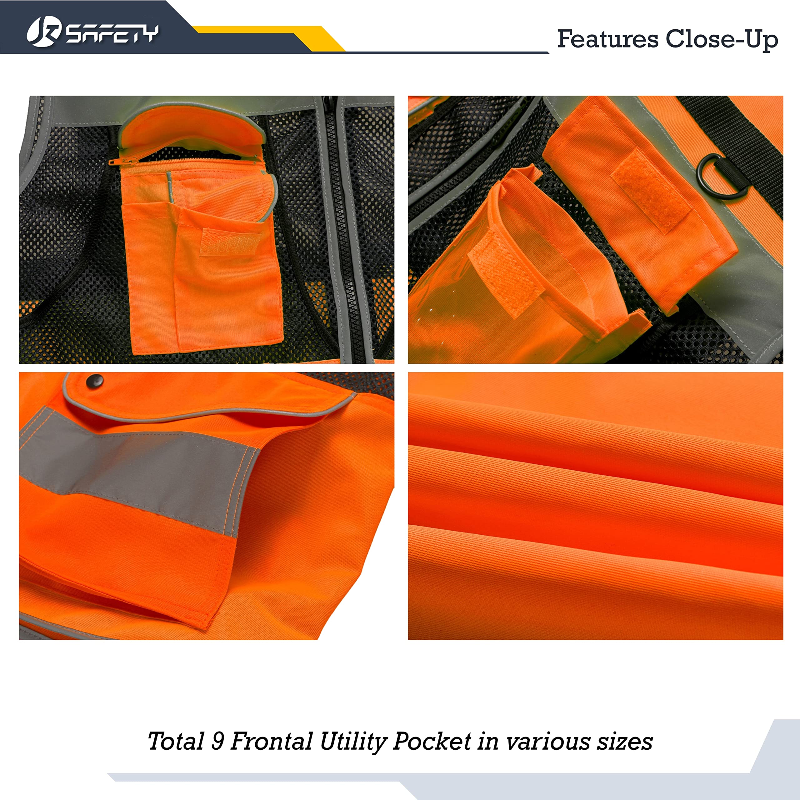 JKSafety 12 Pockets Class 2 High Visible Reflective Safety